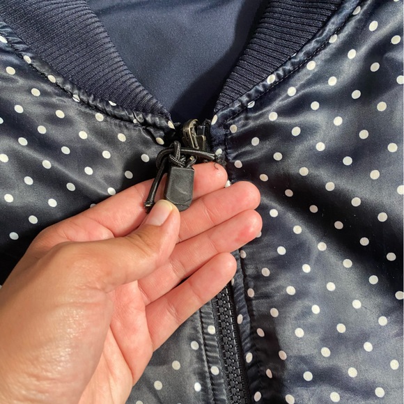 Men's Y-3 Adidas Navy Polka Dot Bomber Jacket Reversible - Picture 3 of 7